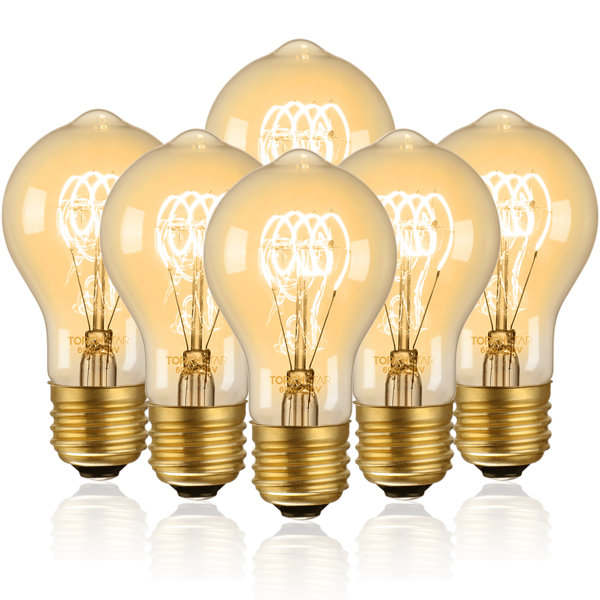 Vintage Edison Light Bulbs 60W Dimmable Antique Squirrel Cage Filament Bulb A19 Incandescent Bulb Set of 6 TORCHSTAR 58406